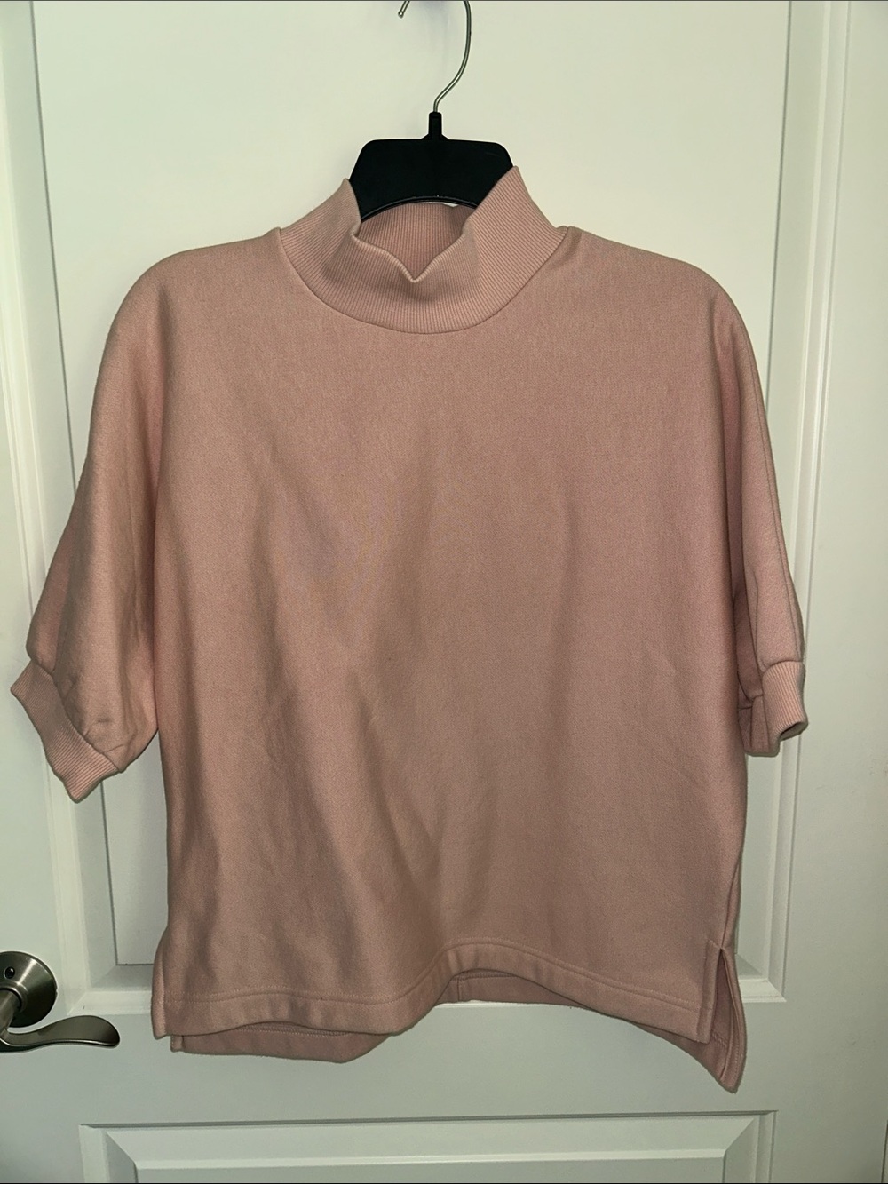 Banana Republic Blush Pink Mock Neck Short Sleeve Sweatshirt